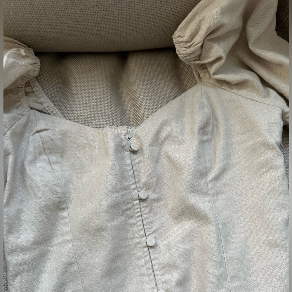 Abercrombie Linen Blend Button Through Mini Dress… - image 4